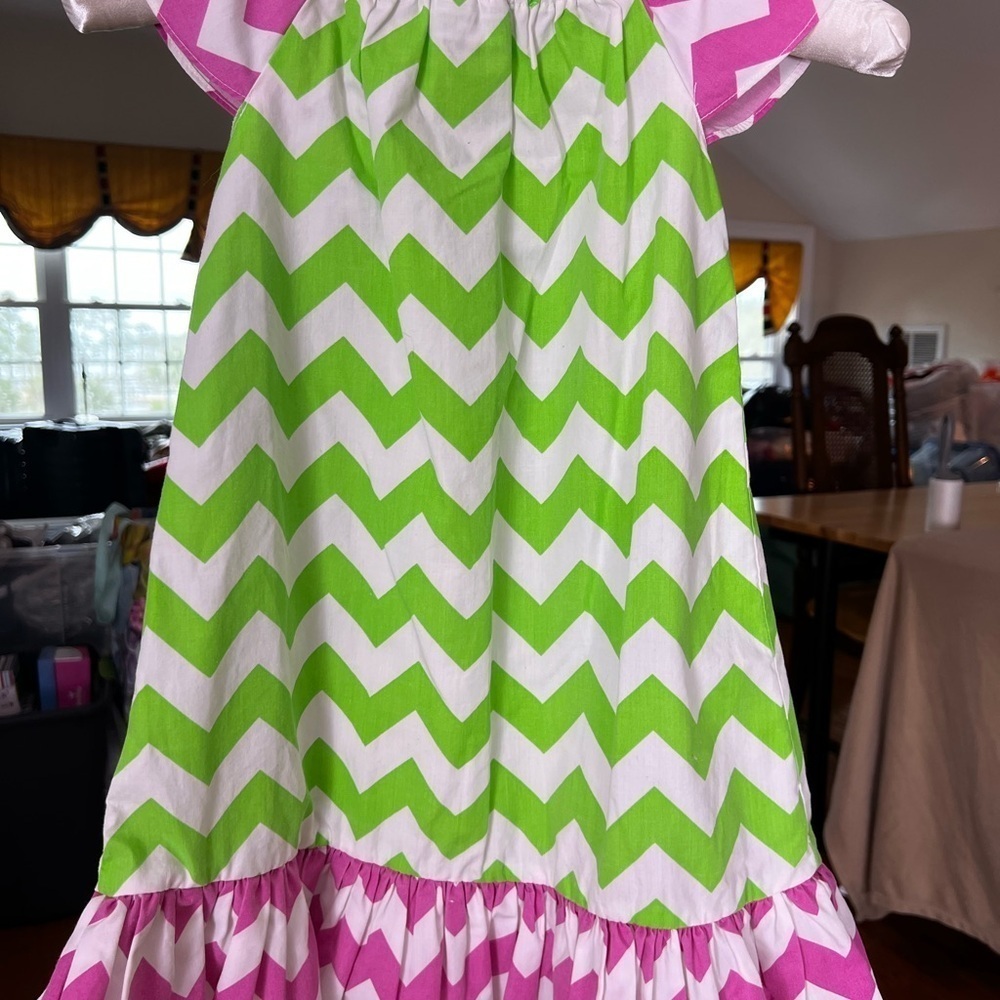 HELENES CLOSET CHEVRON PRINT DRESS MONOGRAMMED “AVA” - Picture 8 of 8